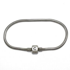 Chamilia Sterling Silver Bracelet Snake Chain Logo Snap Clasp 925 Charm Holder